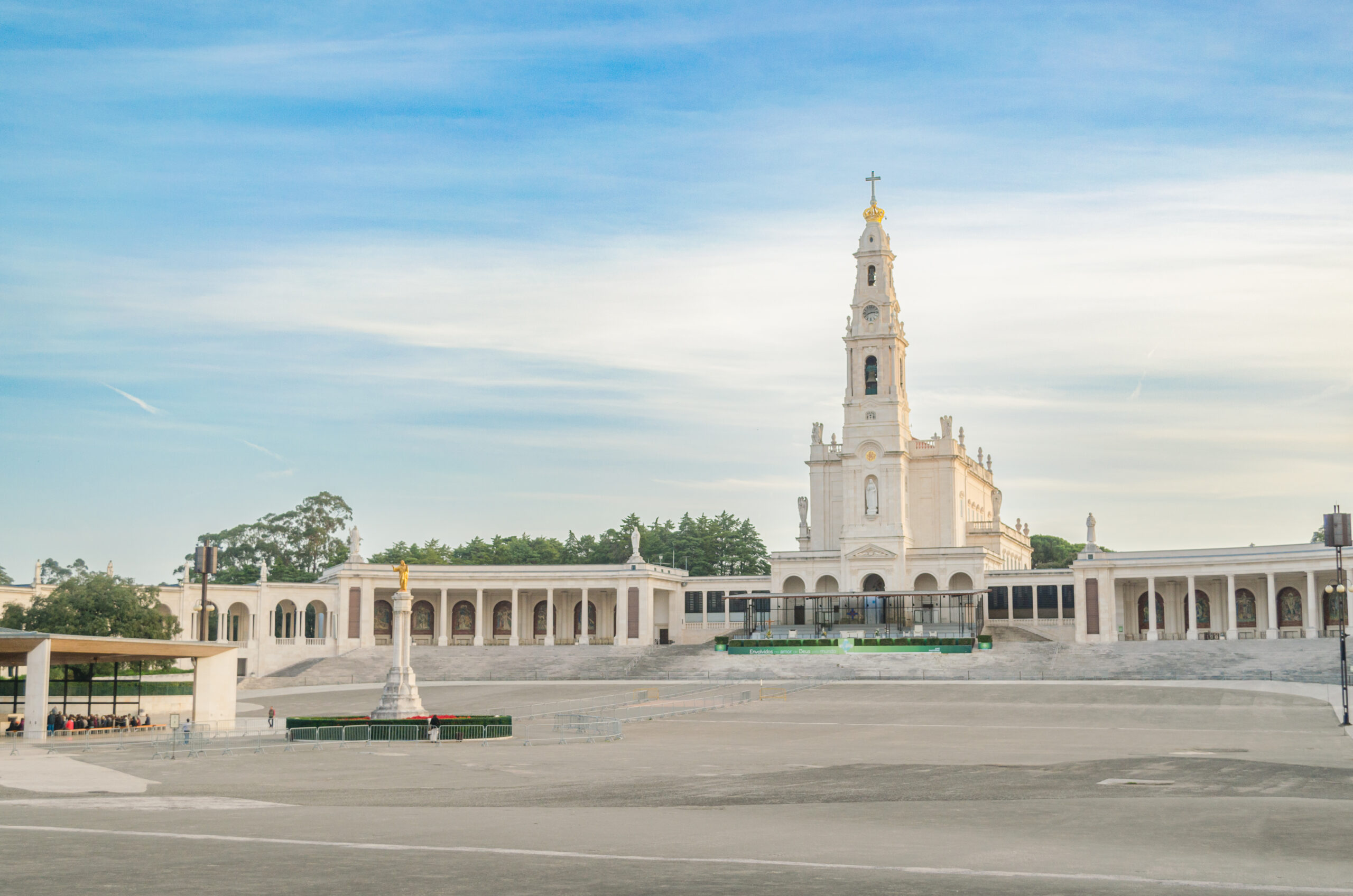 early morning view of the facade of Sanctuary of Fatima, Portugal.