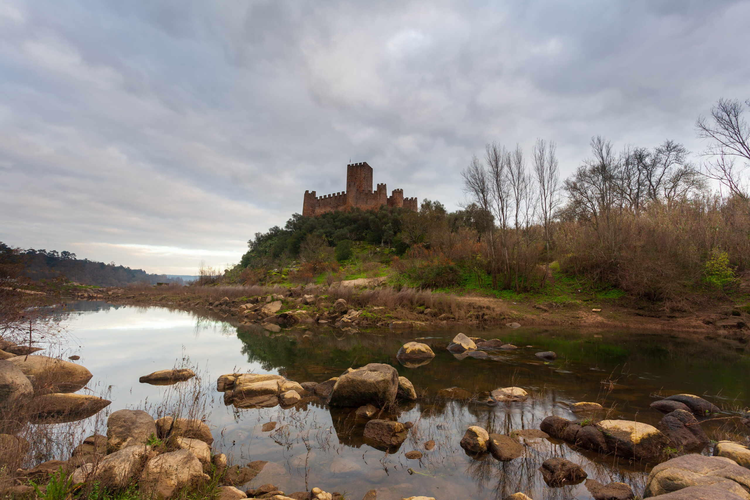 A beautiful shot of the Castle Almourol, and the river Tagus in Portugal