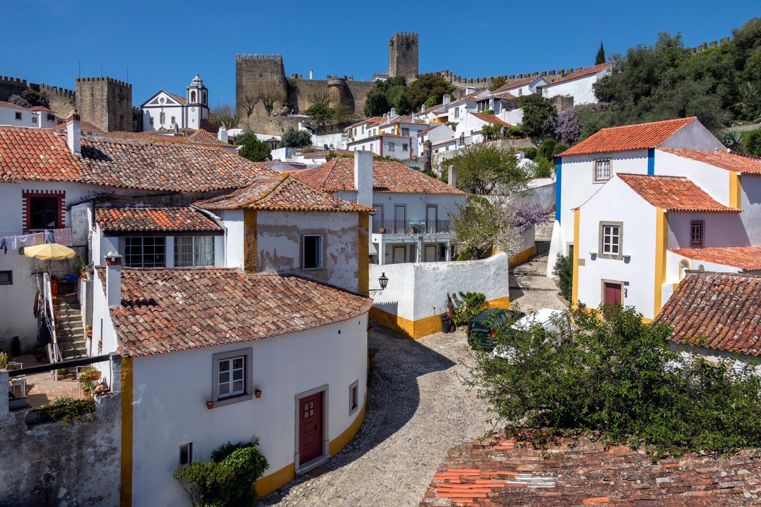 The medieval castle and walled town of Obidos in the Oeste region of Portugal.